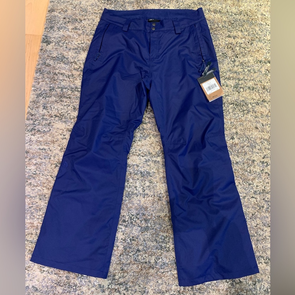 The North Face women’s Sally insulated ski pant in freedom blue.